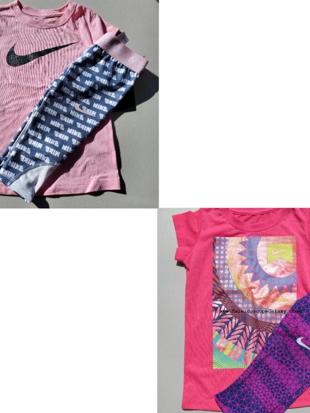 Nike Girls Size 5 Dri-fit Capri Leggings w/ Short Sleeve Tops - 4pc - NEW